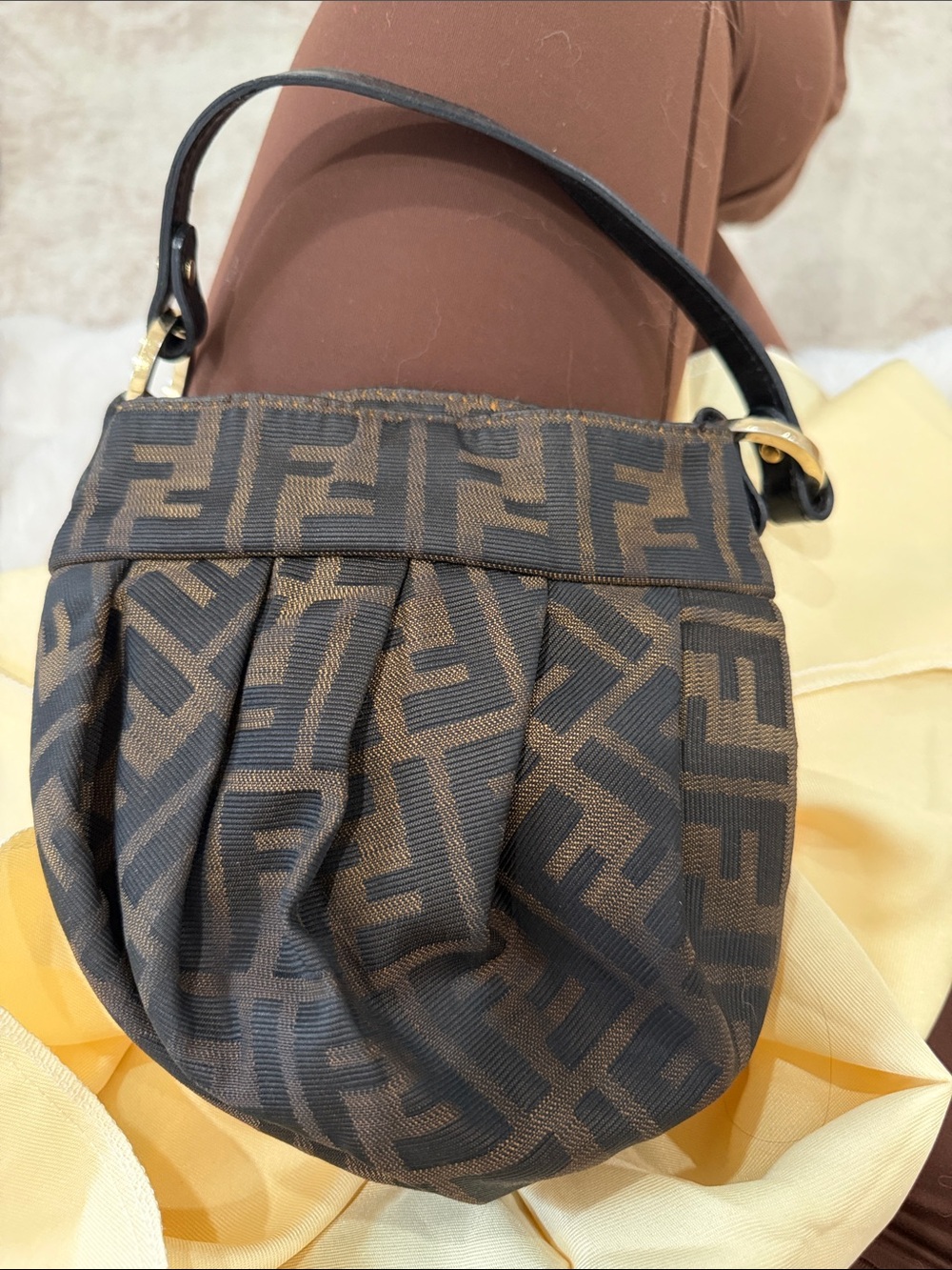 Fendi Black & Brown FF Jacquard Mini Bag